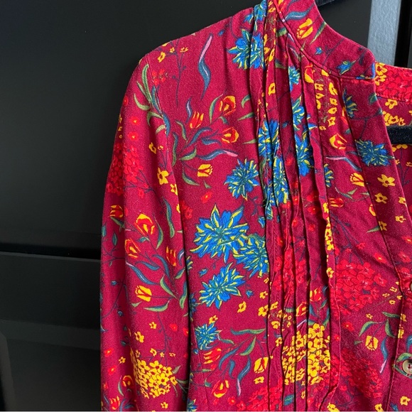 Maeve Floral Button Down Shirt GUC - Red (S) - Picture 2 of 7